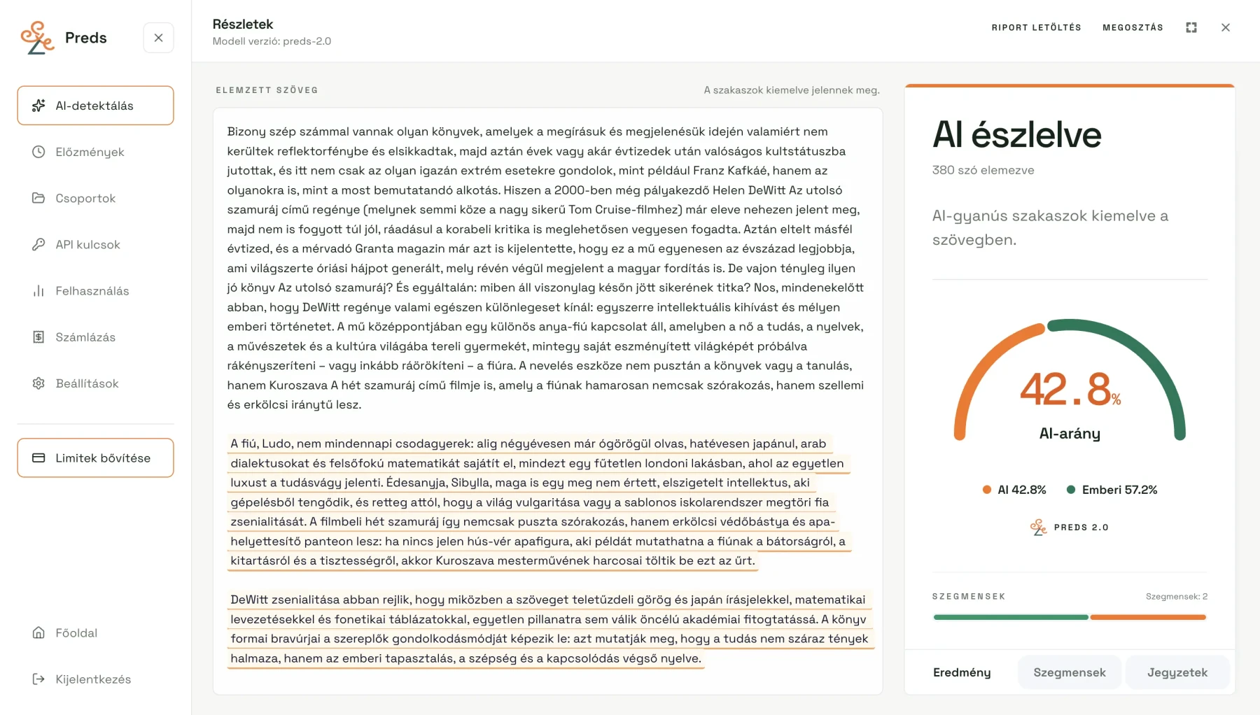 Sentence-level transparency
